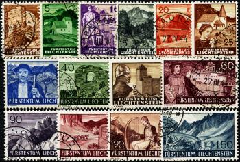 Stamps: FL126-FL139 - 1937-1938 Landscape images, palaces and fortresses