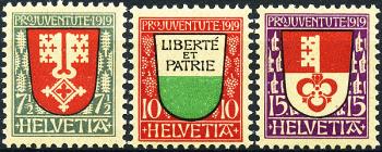 Stamps: J12-J14 - 1919 canton coat of arms