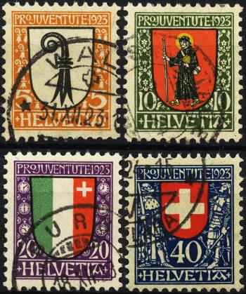 Stamps: J25-J28 - 1923 Cantonal and Swiss coat of arms
