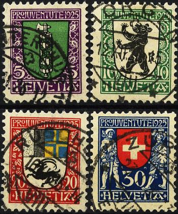 Timbres: J33-J36 - 1925 Armoiries cantonales et suisses