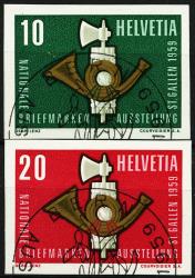 Thumb-1: W36-W37 - 1959, Einzelwerte aus Gedenkblock zur nationalen Briefmarkenausstellung in St. Gallen