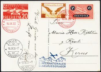 Thumb-1: SF35.5a - 16./18. 09. 1935, 1. Posta aerea a vela Jungfraujoch