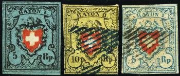 Stamps: 15II,16II,17II - 1850-1852 Rayons without cross border