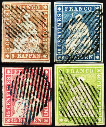 Stamps: 22A-26A - 1854 Munich printing, 3rd printing period, Munich paper
