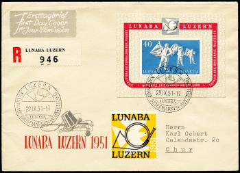 Briefmarken: W32 - 1951 Gedenkblock zur nat. Briefmarkenausstellung in Luzern