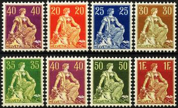 Briefmarken: 107-113+115 - 1908 Faserpapier