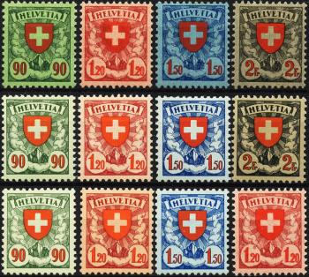 Briefmarken: 163-166y - 1924-1934 Wappemuster, gewöhnliches, geriffeltes und gekreidetes Papier