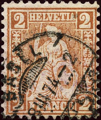 Timbres: 37a - 1874 Assis Helvetia, livre blanc