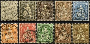 Briefmarken: 28-36,30b - 1862-1864 Sitzende Helvetia, weisses Papier
