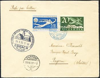 Briefmarken: SF32.10a - 25. September 1932 Ballonpost Gordon Bennett Wettfahrt Basel
