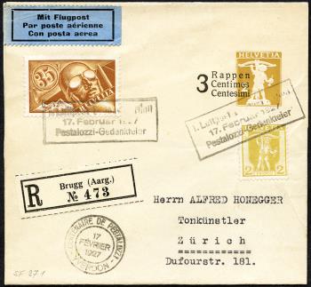 Briefmarken: SF27.1 - 17. Februar 1927 Brugg-Yverdon