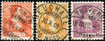 Stamps: 104-106 - 1907 Helvetia bust portrait