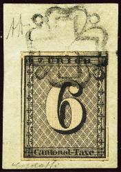 Briefmarken: 2S - 1843 Kanton Zürich 6