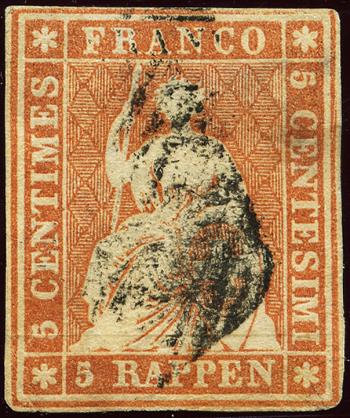 Francobolli: 22Aa - 1854 Tiratura di Monaco, 1° periodo di stampa, carta di Monaco
