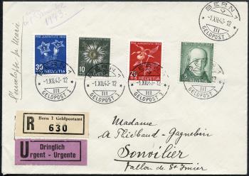 Briefmarken: J105-J108 - 1943 Bildnis Emanuel v. Fellenbergs und Alpenblumen