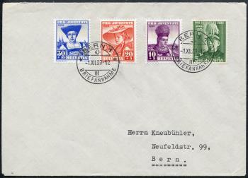 Briefmarken: J89-J92 - 1936 Bildnis General H. Herzog und Schweizer Frauentrachten