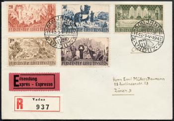 Stamps: FL166-FL170 - 1942 600th year celebration of the separation from the Montfort property