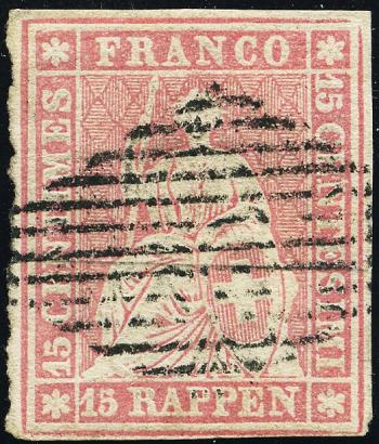 Stamps: 24B - 1855 Bern print, 1st printing period, Munich paper