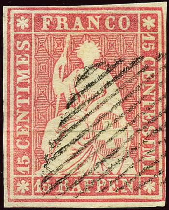 Briefmarken: 24A - 1854 Münchner Druck, 3. Druckperiode, Münchner Papier