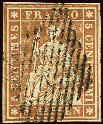 Timbres: 22C - 1855 Estampe de Berne, 2e période d'impression, papier de Munich