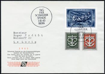 Briefmarken: W21A, W19-W20 - 1945 Einzelwert Spendeblock und Sondermarken Schweizer Kriegs-Spende
