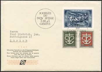 Briefmarken: W21A, W19-W20 - 1945 Einzelwert Spendeblock und Sondermarken Schweizer Kriegs-Spende