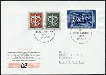 Thumb-1: W21A, W19-W20 - 1945, Einzelwert Spendeblock und Sondermarken Schweizer Kriegs-Spende