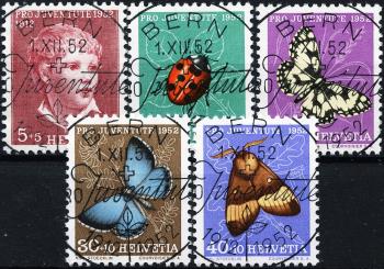 Stamps: J143-J147 - 1952 Boy's picture and insect pictures