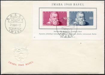 Thumb-1: W31 - 1948, Blocco commemorativo per l'Esposizione internazionale di francobolli di Basilea