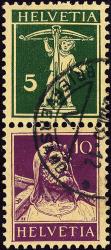 Briefmarken: Z17z -  Tellknabe und Tellbrustbild, geriffeltes Papier
