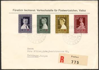 Briefmarken: FL282-FL285 - 1955 10 Jahre Liechtensteinisches Rotes Kreuz