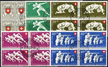 Timbres: B46-B50 - 1950 100 ans de La Poste Suisse et de représentations sportives