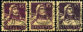 Briefmarken: 128,128a,128c - 1914 Sämisches Faserpapier
