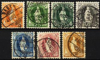 Briefmarken: 66A-72A - 1882 Stehende Helvetia, weisses Papier, 14 Zähne, KZ A