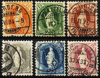Briefmarken: 66C-71C - 1891 Stehende Helvetia, weisses Papier, 13 Zähne, KZ A