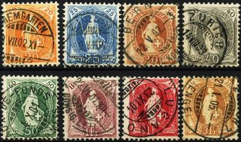 Briefmarken: 66E-75E - 1900-1903 Stehende Helvetia, weisses Papier, 14 Zähne, KZ B