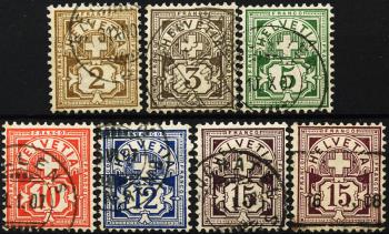 Briefmarken: 80-85a - 1906 Ziffermuster, Faserpapier mit WZ