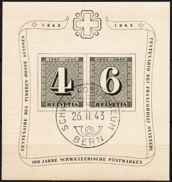 Thumb-1: W14 - 1943, Blocco anniversario 100 anni di francobolli postali svizzeri