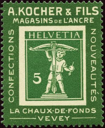 Briefmarken: KO2c - 1909 Wertzeichen auf Kocher-Reklameetiketten