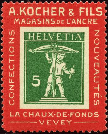 Briefmarken: KO2d - 1909 Wertzeichen auf Kocher-Reklameetiketten