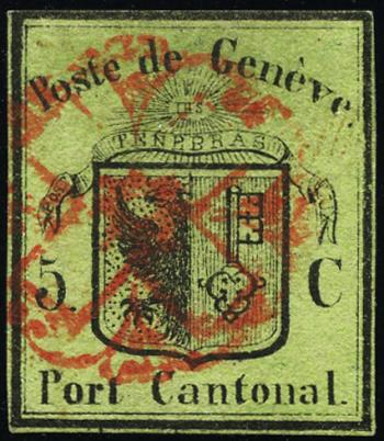 Timbres: 5 - 1845 Canton de Genève, Petit Aigle