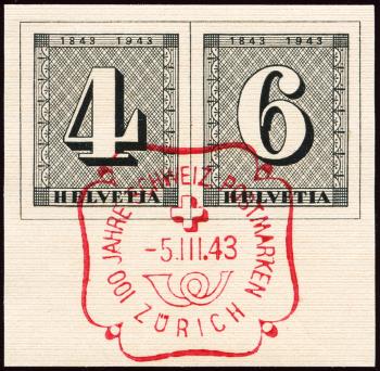 Stamps: W12-W13 - 1943 Individual values from the anniversary block 100 years of Swiss postage stamps