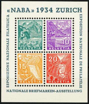 Thumb-1: W1 - 1934, Gedenkblock zur Nationalen Briefmarkenausstellung in Zürich