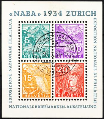 Thumb-1: W1 - 1934, Bloc commémoratif pour l'Exposition nationale du timbre de Zurich