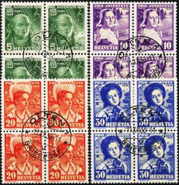 Stamps: J77-J80 - 1936 Portrait of Hans G. Nägeli and Swiss women's costumes