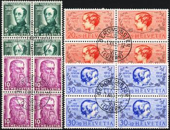 Stamps: J81-J84 - 1937 Portraits of General Dufours and Nikolaus v. Flüe, children