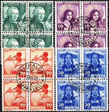Stamps: J85-J88 - 1938 Portrait of S. Gessner and Swiss women's costumes