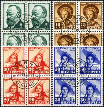 Briefmarken: J93-J96 - 1940 Bildnis Gottfried Kellers und Schweizer Frauentrachten