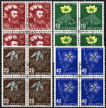 Stamps: J129-J132 - 1949 Portrait of N. Wengis and Alpine flower pictures