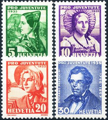 Briefmarken: J73-J76 - 1935 Schweizer Frauentrachten und Bildnis Stefano Franscinis